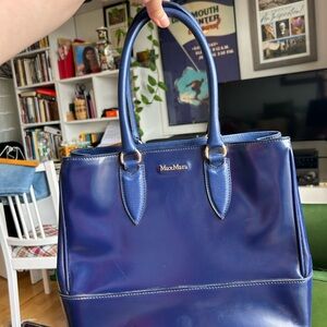 MaxMara Blue Tote Bag with Glossy Finish